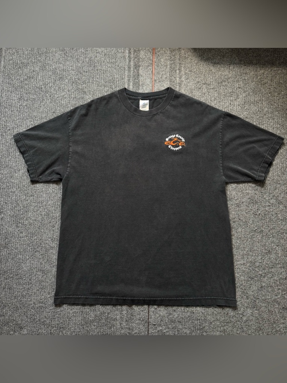 Vintage Y2K Faded Orange County Choppers Black Embroidered T Shirt Size XL Rare